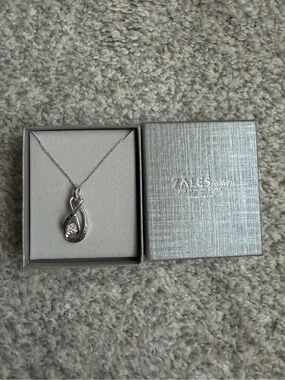 Zales Silver Infinity Necklace with Cluster Pendant